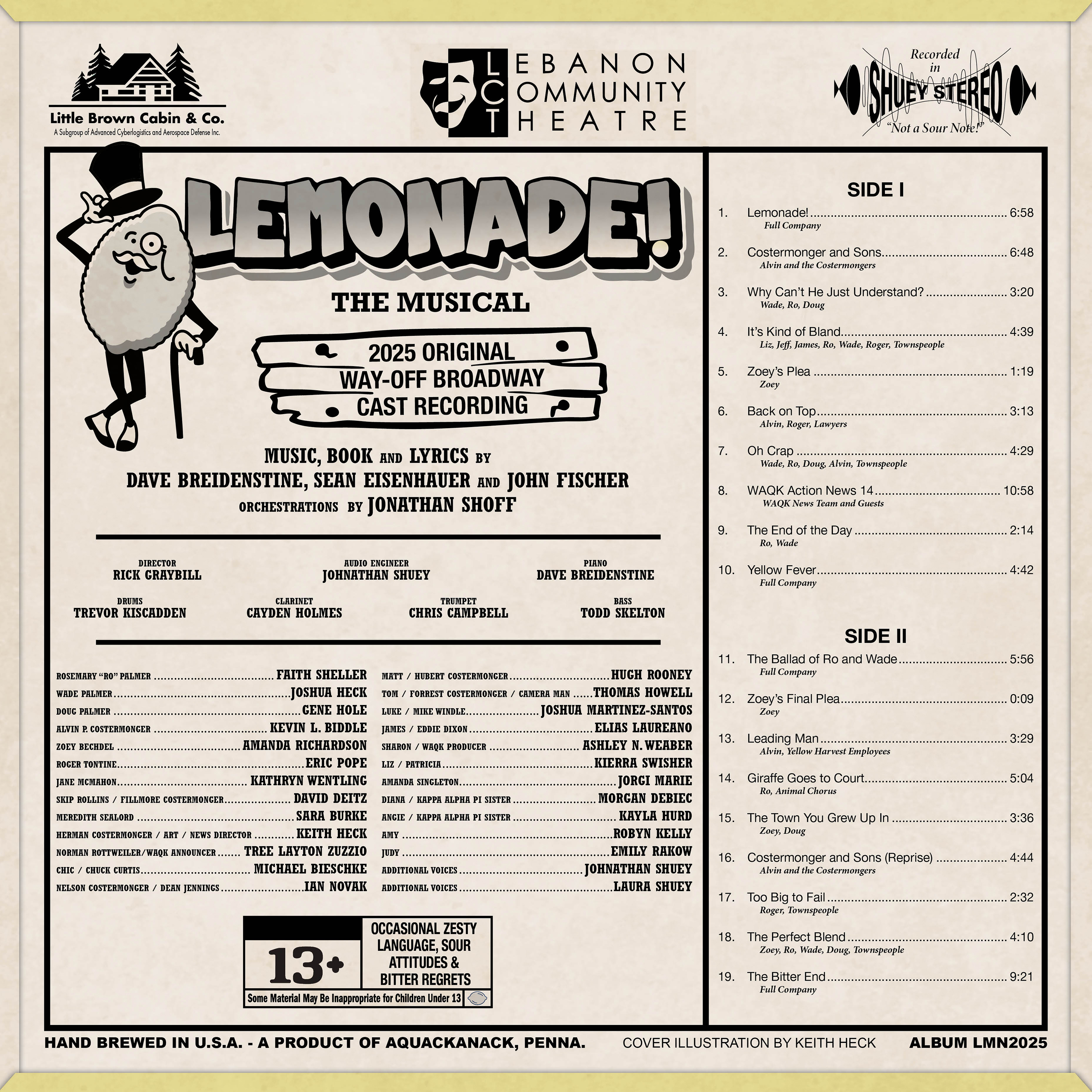 Lemonade! The Musical — 2025 Cast Recording (Back Cover)